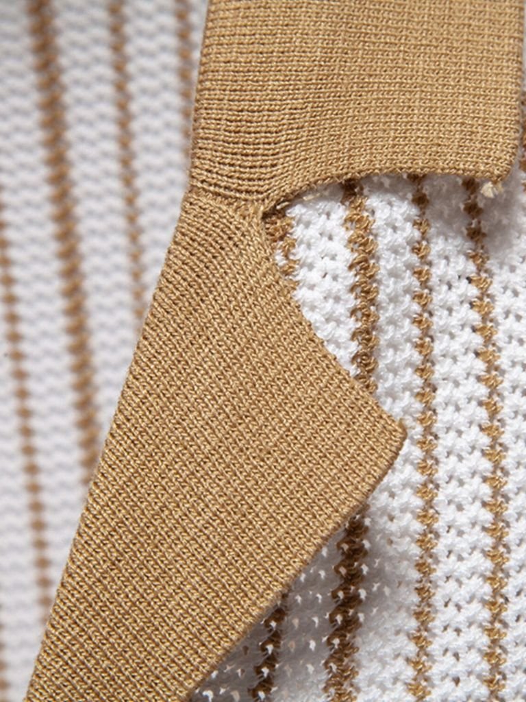 Striped Knit Polo Shirt - Fayymont Co