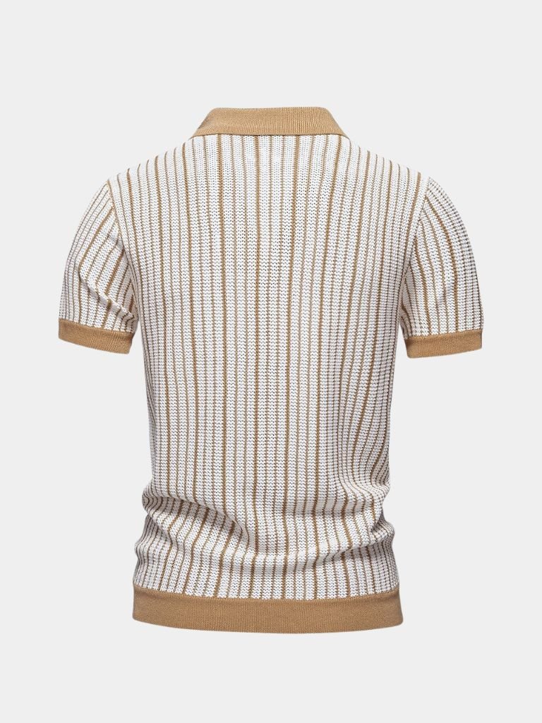 Striped Knit Polo Shirt - Fayymont Co