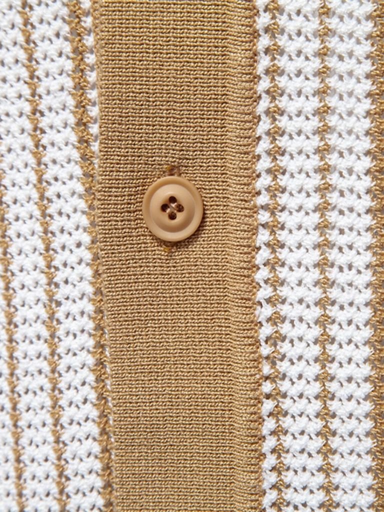 Striped Knit Polo Shirt - Fayymont Co